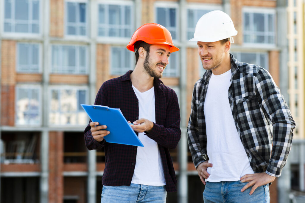Engineer supervising construction site progress