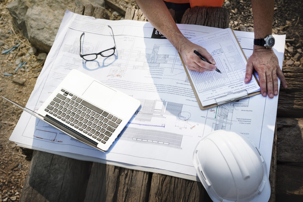 Site engineer inspecting a construction site